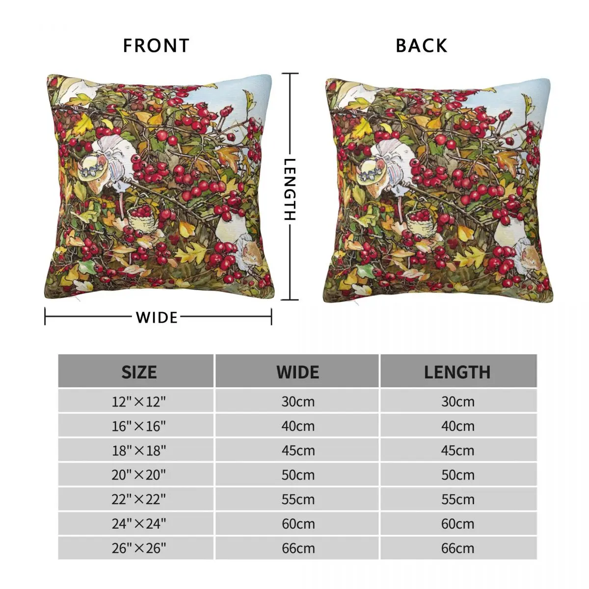 Blackthorn Bush Brambly Hedge Square Pillowcase Polyester Linen Velvet Printed Zip Decor Pillow Case Room Cushion Cover