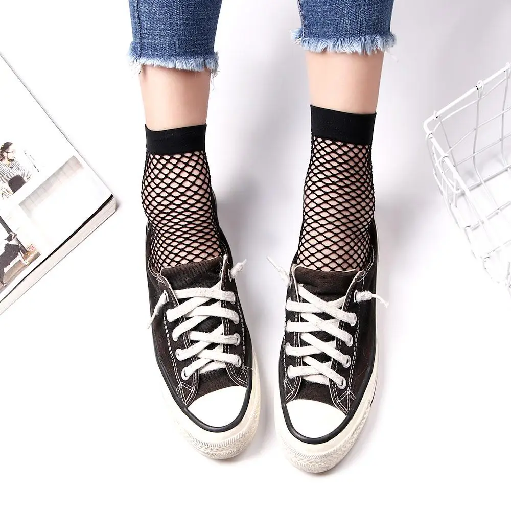 Punk Ruffle Women Breathable Lace Sexy Ankle Socks Mesh Net Socks Fishnet Socks Short Socks