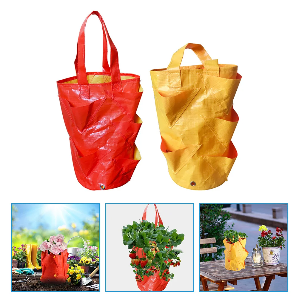 

2pcs Hanging Planting Bags Weather-Proof Vertical Pocket Planters For Fruits Herbs Flowers Reusable Garden Nursery Bags Space