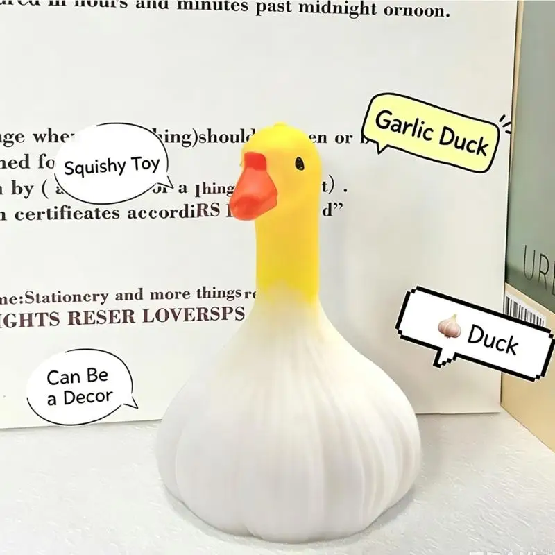Garlic Duck Squeeze Toy with Rounded Clove Ridges and Contrasting Color Playful Character Figure for Hands-On Use, A2UB