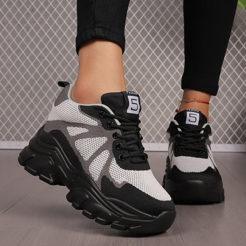 

2026 Women's Spring Mesh Sneakers Fashion Thick soled Running Shoes Casual Comfortable Dad Shoes