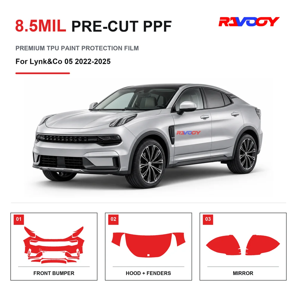 Precut PPF For Lynk&Co 05 2022-2025 8.5mil TPU Clear Paint Protection Film Self Healing Hydrophobic UV Stone Chip Guard