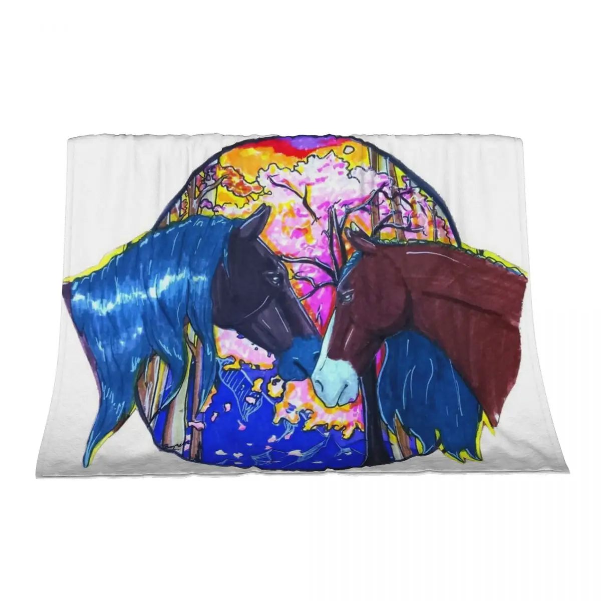 

Cherry blossom horses Throw Blanket Camping for sofa Sofas Blankets