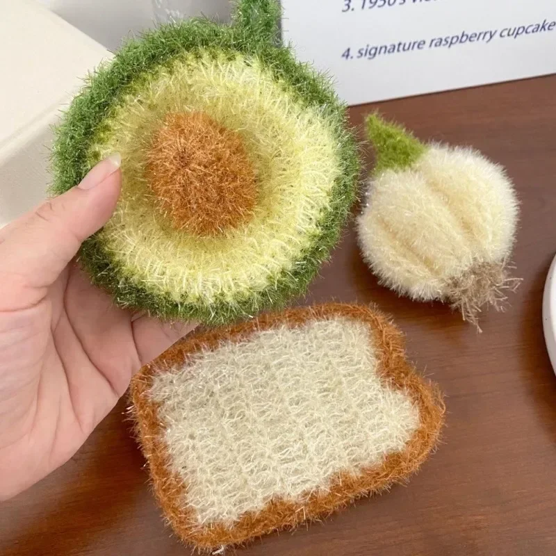 Dishcloth Durable Creative Beautiful Practical Kitchen Decontamination Cleaning Hand Woven Thick Double Bread Dishcloth