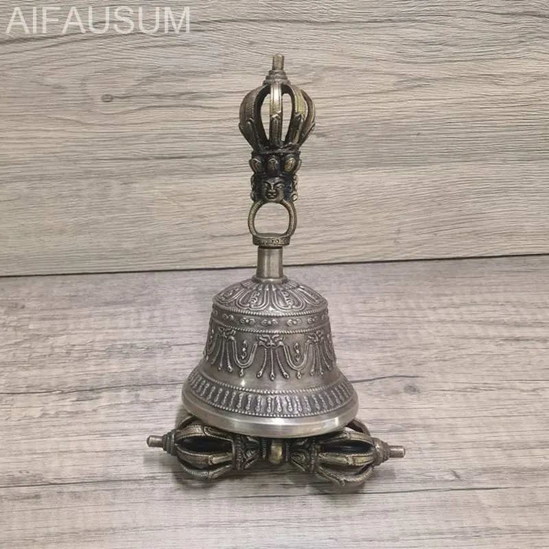 1set 15cm 16cm 17.5cm Copper Nine-pronged Vajra bell ghanta Handbells hand bell Tibetan Buddhism meditation artifact