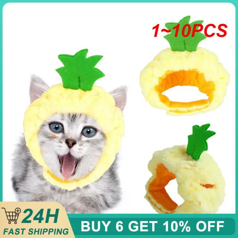 1~10PCS Funny Cute Pet Cat Costume Pineapple Headdress Hat For Cat Dog Halloween Christmas Clothes Fancy Dress With Ear Pet