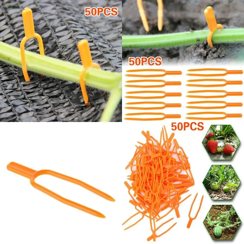 

G6KF Durable Plants Holding Clips Flower Strawberry Watermelon Vine Fixing Clips Plastic Holder for Garden Yard Patio Plants