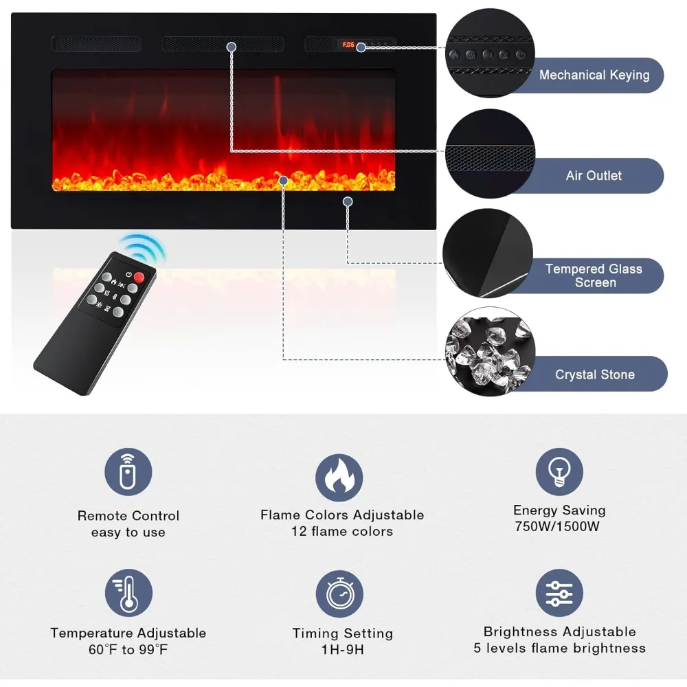حامل تلفزيون مدفأة، مركز ترفيه بإضاءة LED لأجهزة التلفاز حتى 80، باب عالي اللمعان، وحدة تحكم تلفزيون حديثة لغرفة المعيشة #6