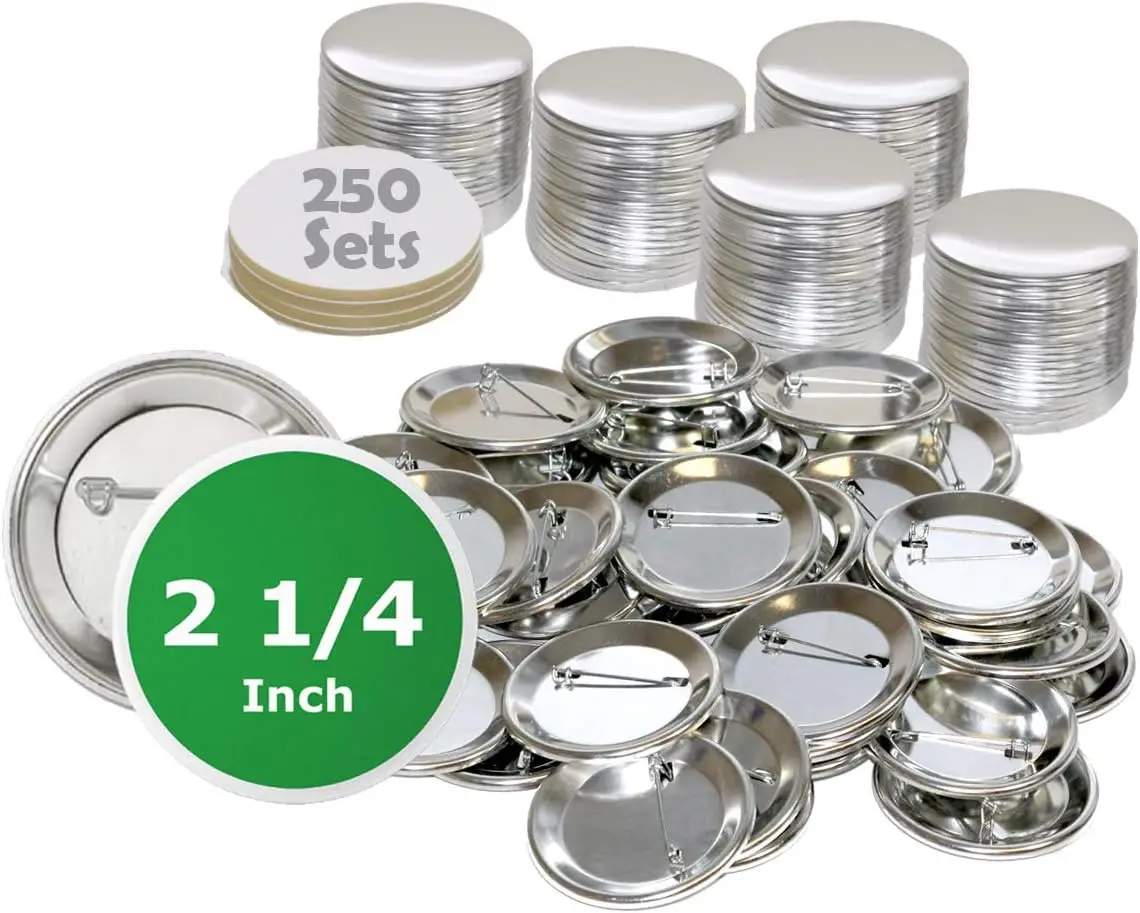 2.25 inch Round BackPin Buttons (250 Pack) Sets for Badge Making 2 1/4