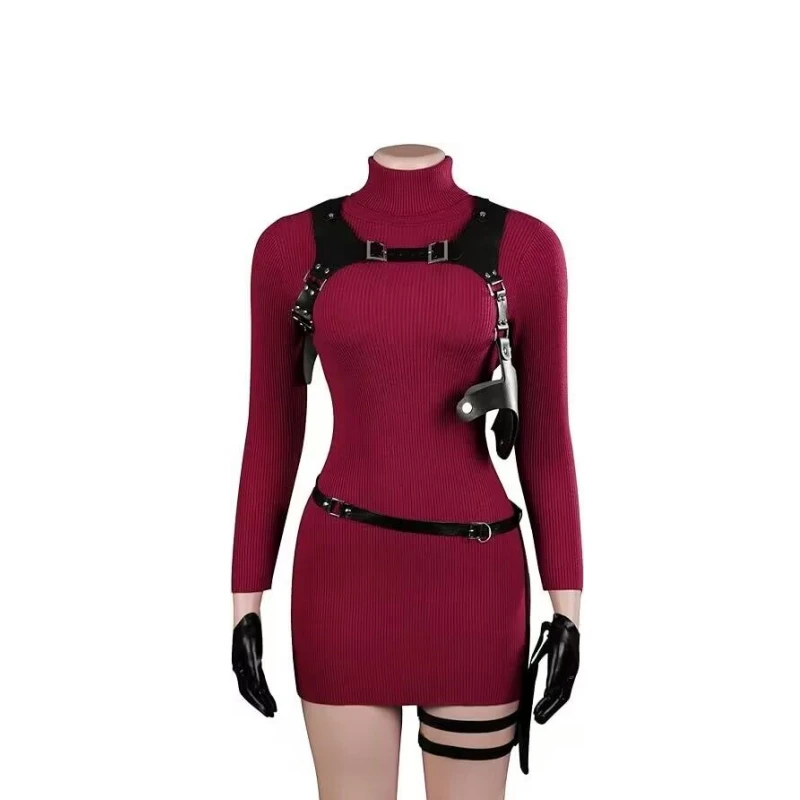 Game Evil 4 Remake Ada Wong Cosplay Costume Women Red Sweater Dress Straps  Suits Halloween Carnival Role Play Clothes - AliExpress 200000532