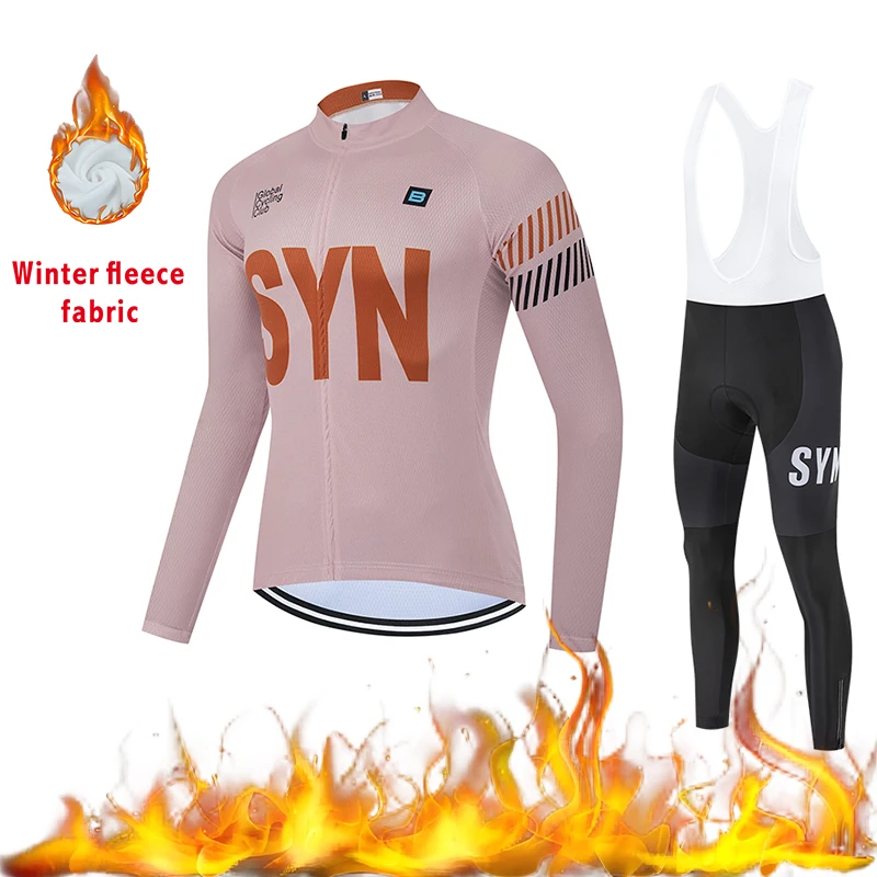 

SYN cycling suit winter warm wool bicycle jersey men's long sleeved warm cycling bib outdoor mountain road bike cycling suit
