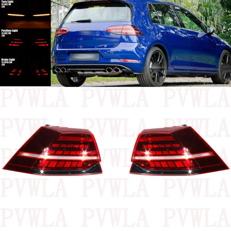 

LED Flowing Tail Light For VW Golf 7.5 MK7.5 2017 2018 2019 2020 Pair Left+Right Outer Side Rear Lamp