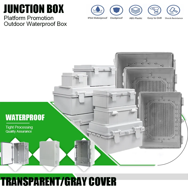 

IP66 Waterproof ABS PC Transparent Cover Plastic Electronic Junction Box Hinged Buckle Outdoor Seal Power Case Distribution Box