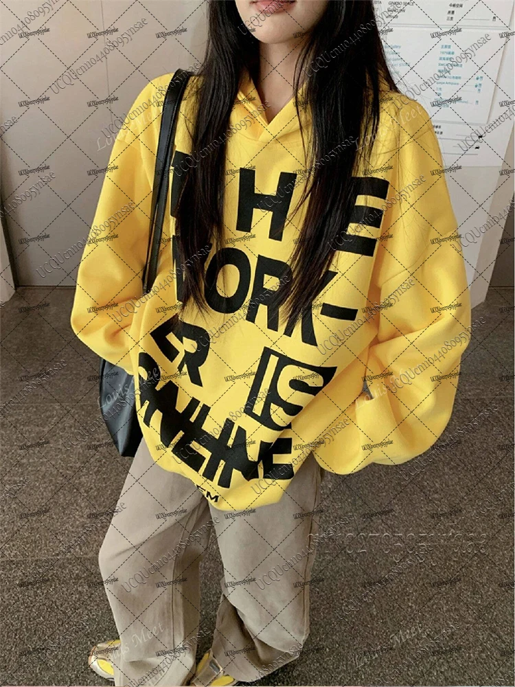 Sweat-shirt à capuche avec Slogan rétro américain pour femme, surdimensionné, ample, de rue, gothique, automne et hiver