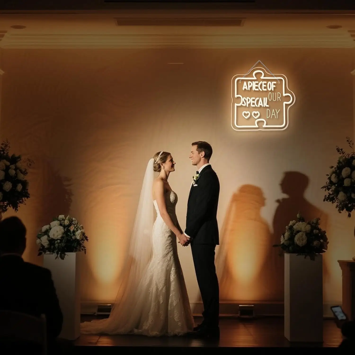 APIECE OF NOSSA DÍA ESPECIAL Letrero de neón para fiesta en casa Pared Decoración de boda Luz de neón regulable LED para aniversario Arte Regalo de cumpleaños