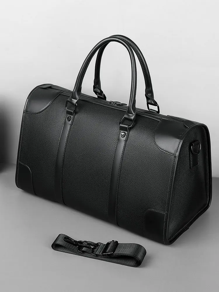 Men's Travel Tote Handbag Casual PU Leather Bag 15.6 inch Laptop Male Gym Fitness Luggage Duffle Shoulder Business OL Bag