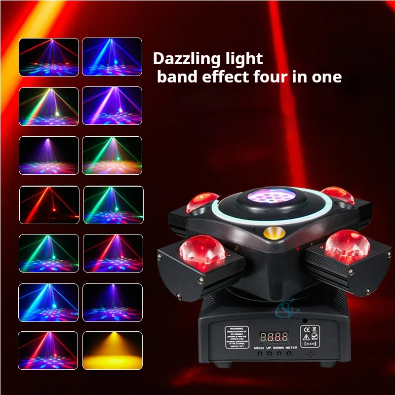 Imagem -05 - Led Four Arms Moving Head Strobe Laser Light Colorido Bee Eyes Iluminação de Palco dj Festa Show Boate Bar Dmx512 90w