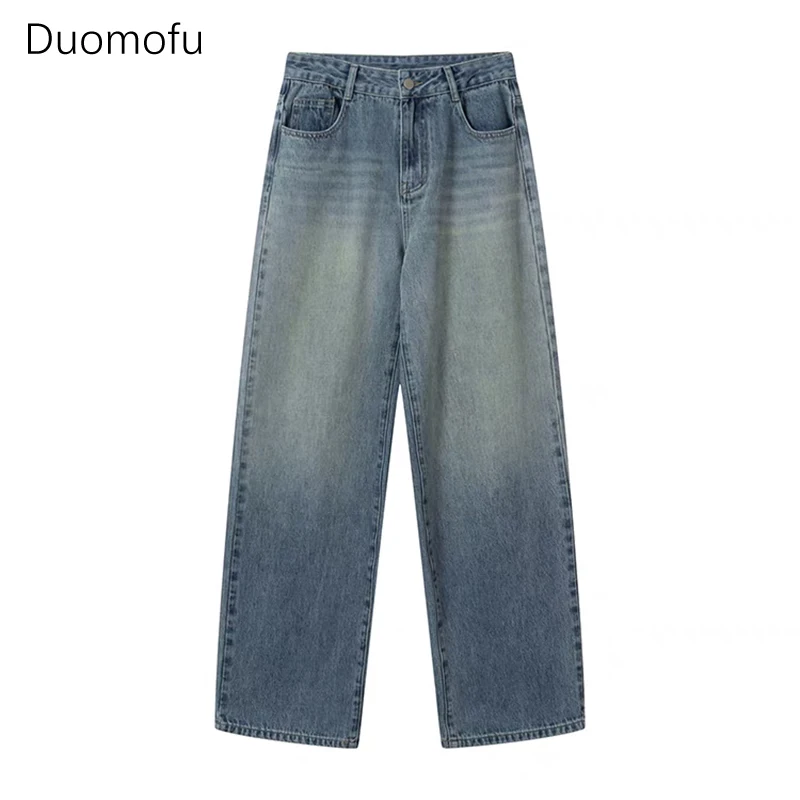 Duomofu-pantalones vaqueros Vintage lavados de longitud completa para mujer, elegantes de Vaqueros cintura alta, ajustados, rectos, casuales,