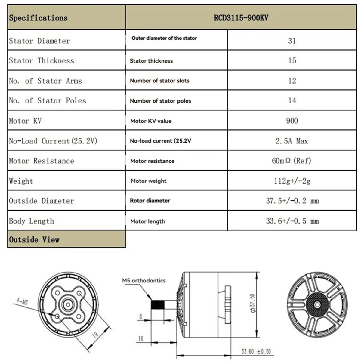 A32I R3115 900KV 3-6S Brushless Motor for 9 10 11 Inch FPV Drone for RC Multirotor X-Class FPV Mark4 XL10 FPV Camera Kit