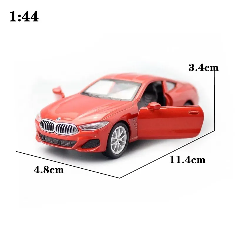 1/44 BMW M850i Diecast Metal Toy Vehicle Miniature Model Super Car Pull Back Doors Openable Collection Gift Kid Boy Match Box