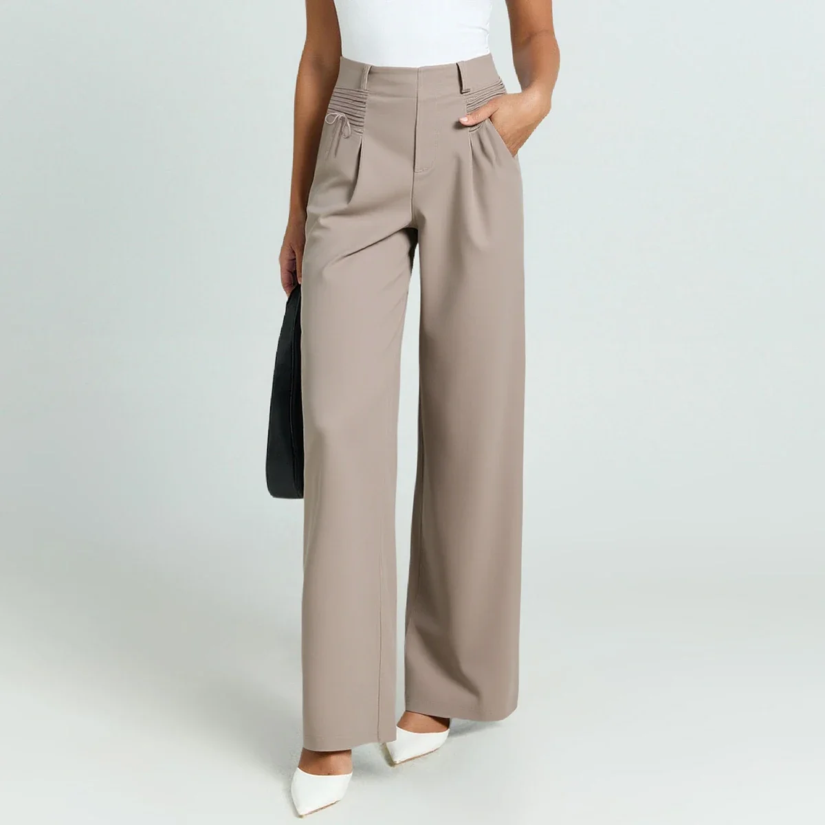 

Pants Summer Office Lady Simple Solid Color Natural Waist Ankle Daily Basic Pants For Women