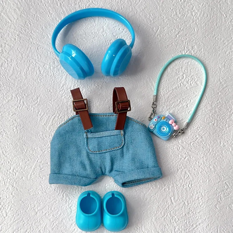 

For 15/17cm Labubu Clothes Macaron Fashion Outfit Shoulder Straps Pants Headphones Cameras Shoes Labubu 3.0 DIY Gift Accessories