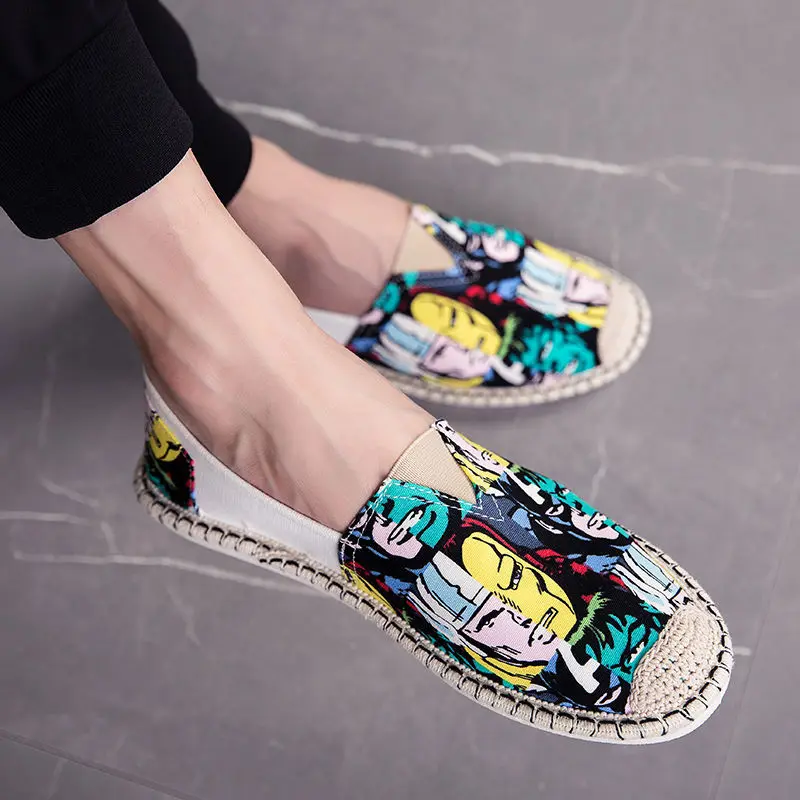 

Fashion Designer Loafers Men Summer Linen Breathable Casual Flats Shoes for Men New Espadrilles Fisherman Footwear Driving Shoes