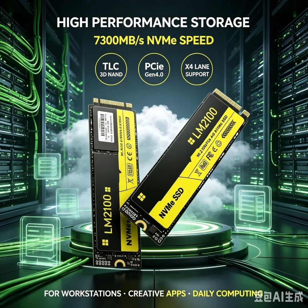 7300MB/s  LM2100 NVMe M.2 SSD PCIe Gen4.0 X4 Transfer Speed TLC Solid State Drive 500GB-4TB Compatible with PS5 Laptop Desktop