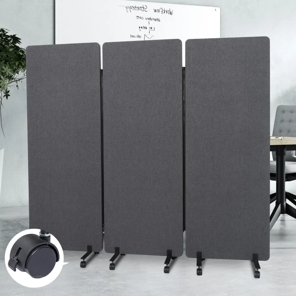 Office Partitions with Wheels, Soundproof Room Separation, Portable Temporary Wall for Hospital, School, Classroom