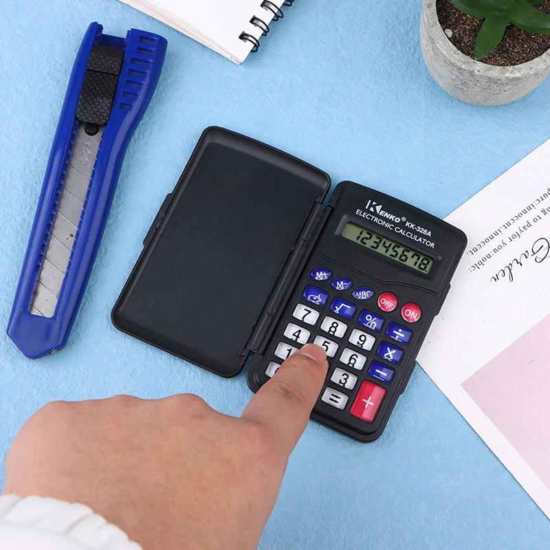 Calculadora de dígitos negra portátil, suministros de oficina innovadores, tamaño de bolsillo, Mini plástico, Mini calculadora electrónica de 8 dígitos