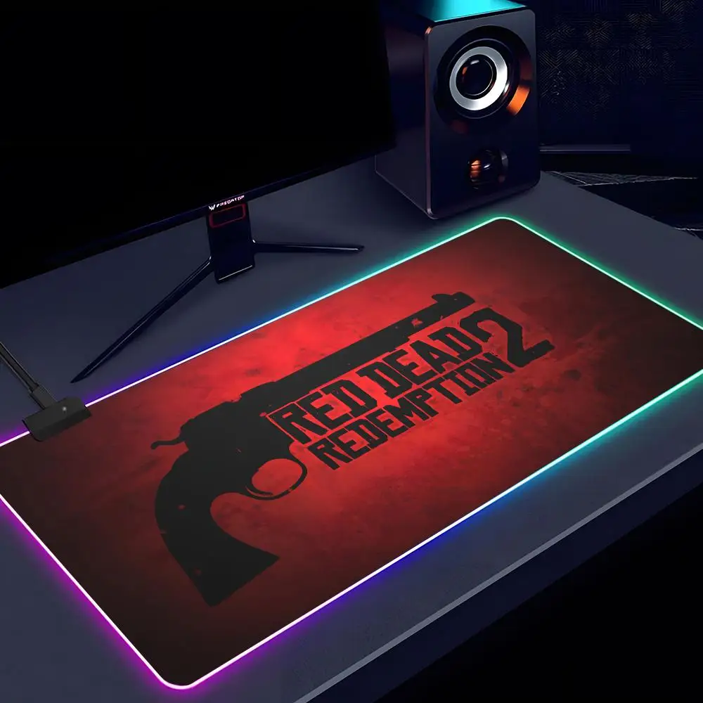 Red Dead Redemption 2 Mouse Pad RGB Rubber Antislip Keyboard Pad 40x90cm Mousepad Gaming Accessories XXL Office Computer Mat view 6