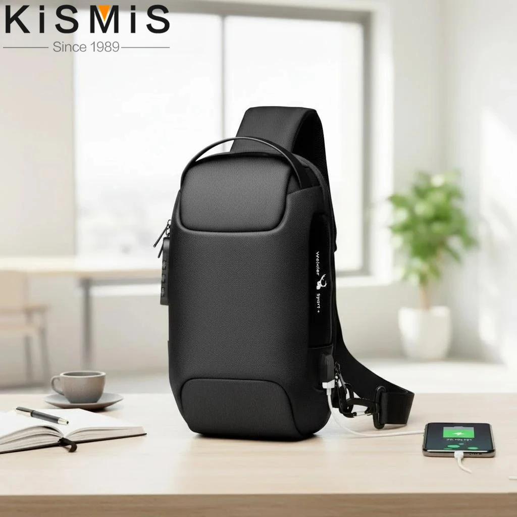 

Men's Fashion Chest Bag Waterproof Crossbody Shoulder Bag Anti-theft Travel Backpack with USB Charging