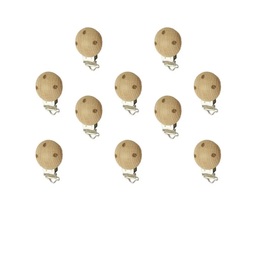 10 clips de madera redondos para chupetes de bebé, seguros para el desarrollo dental, para recién nacidos mayores de 3 meses, soporte para chupetes DIY