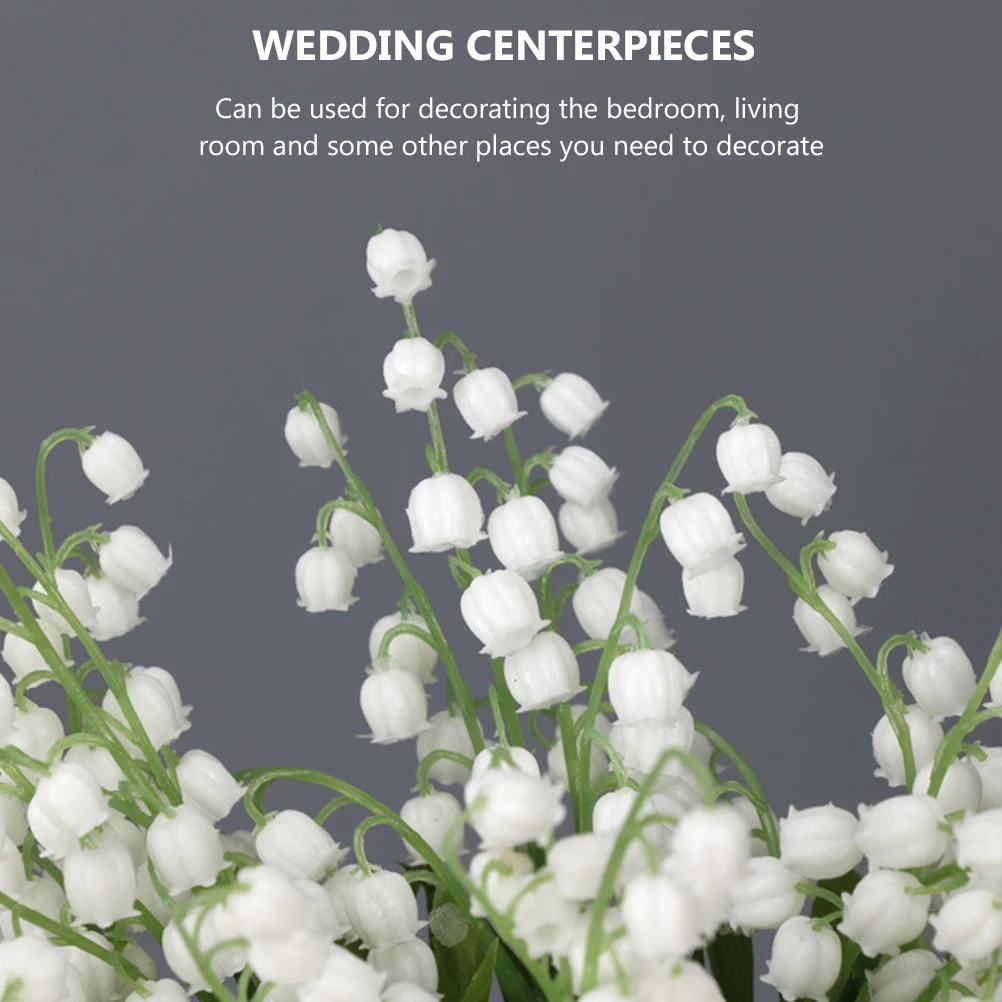 

6 Pcs Artificial Lily of The Valley Faux Flowers Bouquet Fake Decorative Floral