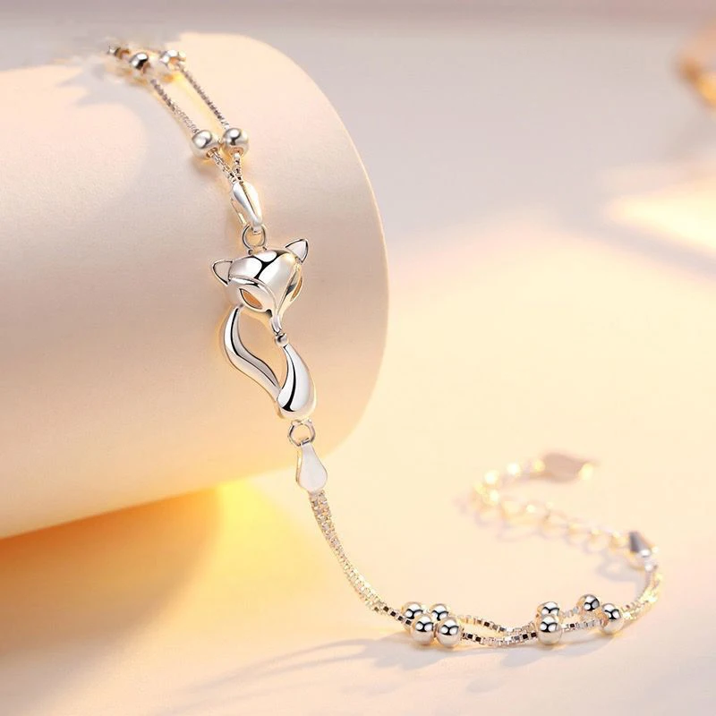 Cute Stylish Fox Bracelet Silver Color For Girl Woman Fashion Accessories Jewelry Gift