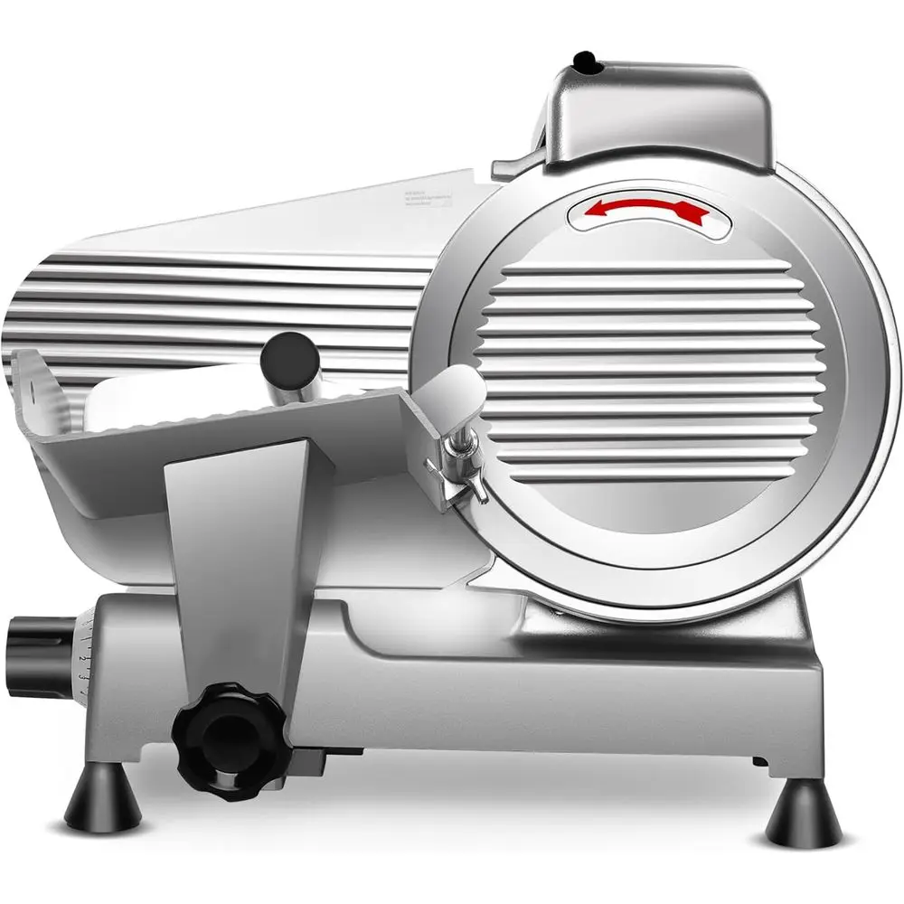 

10 inch Commercial Meat Slicer, 240W rozen & Cheese Slicer, Premium Chromium-plated Steel Blade, Semi-Auto, Low Noise