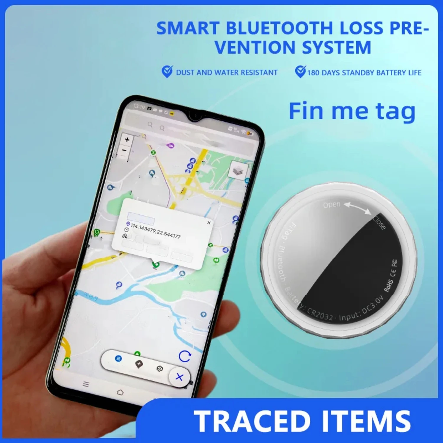 Pet GPS Global Locator for Apple/Android Anti Lost Reminder for Cats and Dogs Same size as AirTag 32*8mm Compatible with Find My