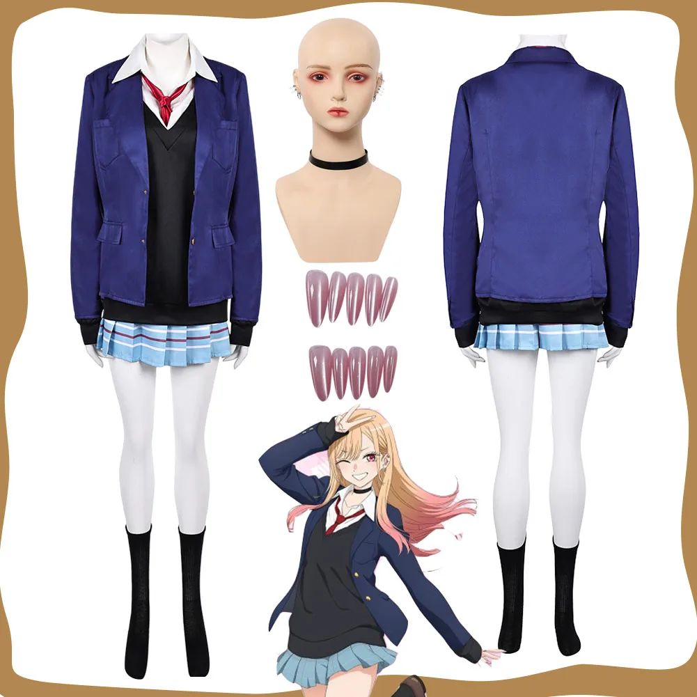 

Аниме платье Китагава Марин косплей костюм для женщин и девочек униформа юбка ногти серьги ожерелье Хэллоуин карнавальный костюм для вечеринки