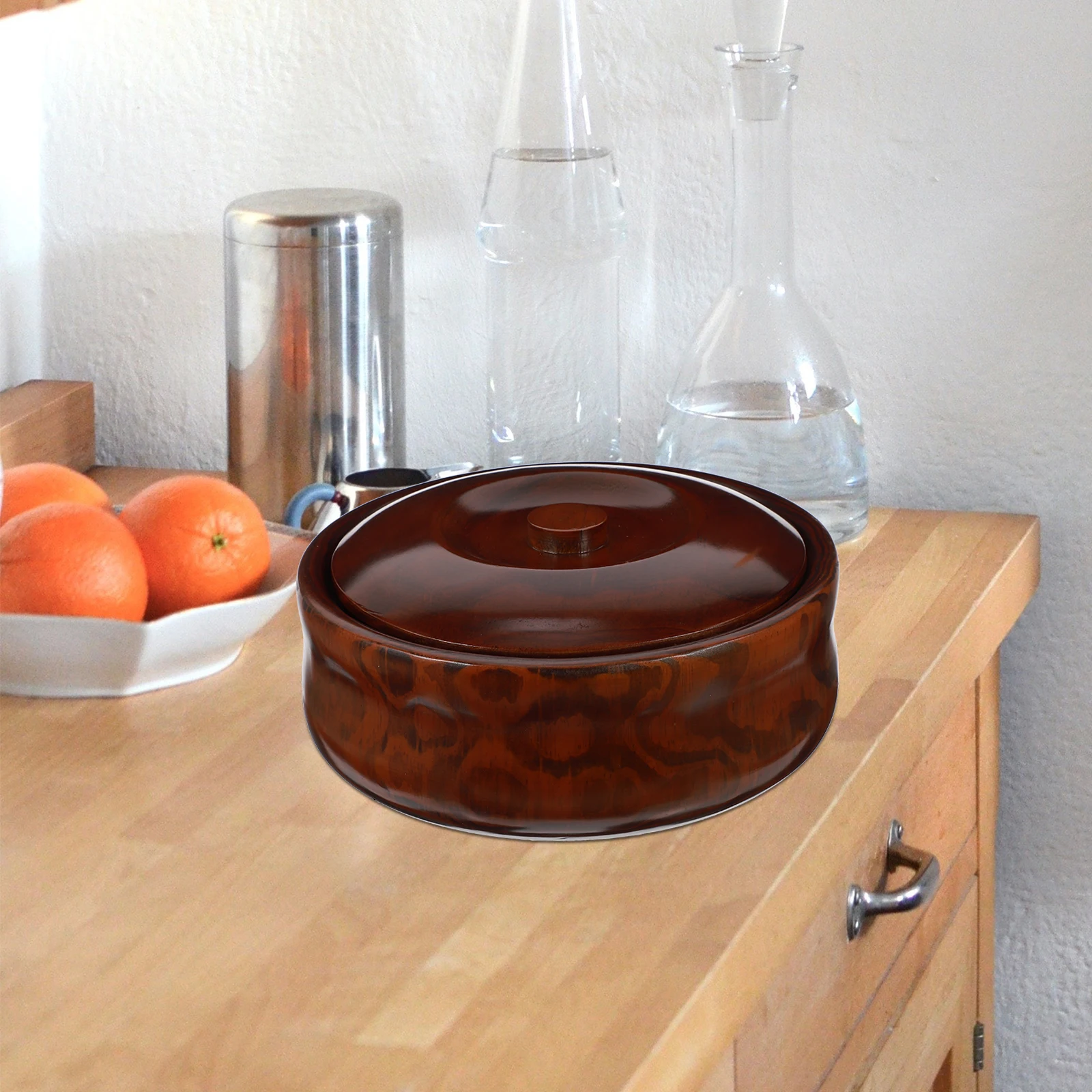 

Wooden Snacks Bowl Fruits Dessert Container Retro Sweet Tray Lid Easy Clean Home Store Kitchen Bar Utensils Set Fruit Box