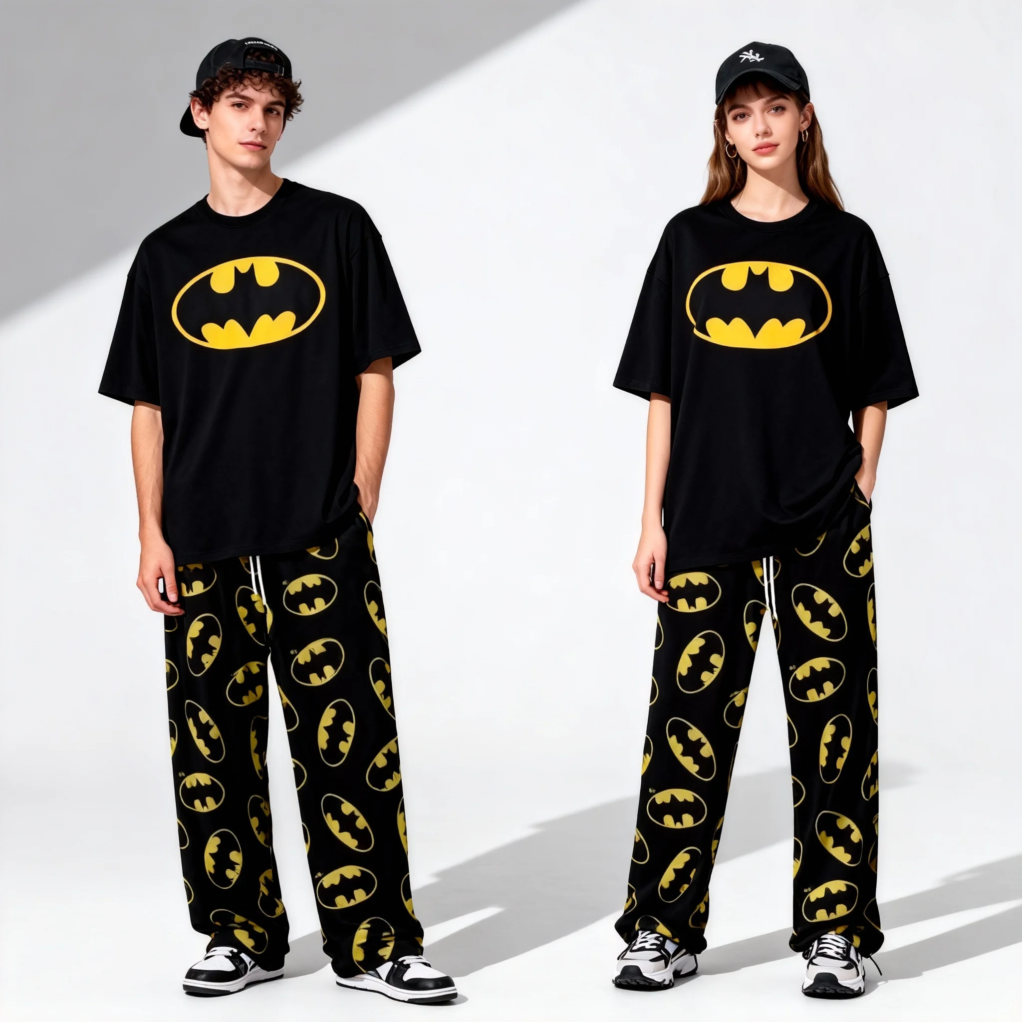 

Весна и осень 2026, хит продаж, серия Disney Sweet Cool Hero, прямые брюки с короткими рукавами, комплект для взрослых, семейный комплект, новый стиль