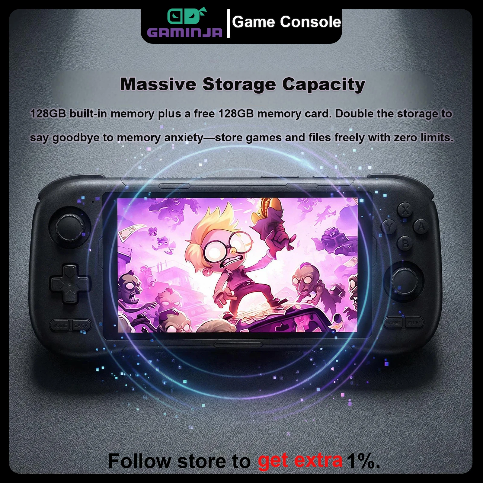 GAMINJA Retro Handheld Game Console 5.5-Inch IPS Touch Screen Android 14.0 System Portable Retro Video Game Player