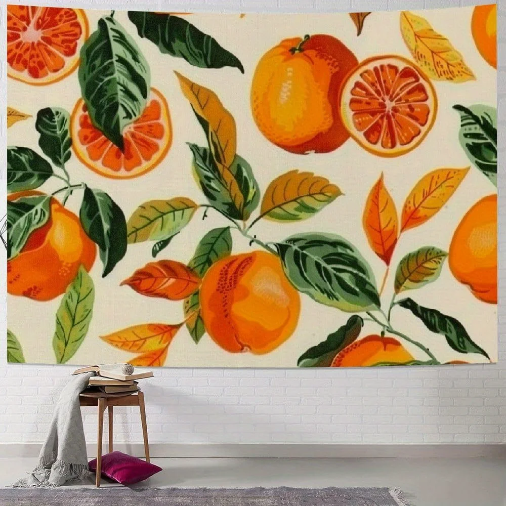 Lemon and orange plants Digital printing polyester wall hanging tapestry decorative Living room bedrooms Office background gift