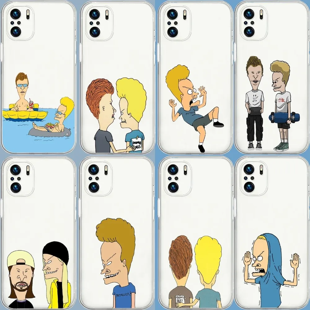 B-Beavis And Butthead Phone Case For Xiaomi 11 Redmi Note 11 5G 8T 9A 9 10T Note8Pro Note9 12SUltra Transparent Case