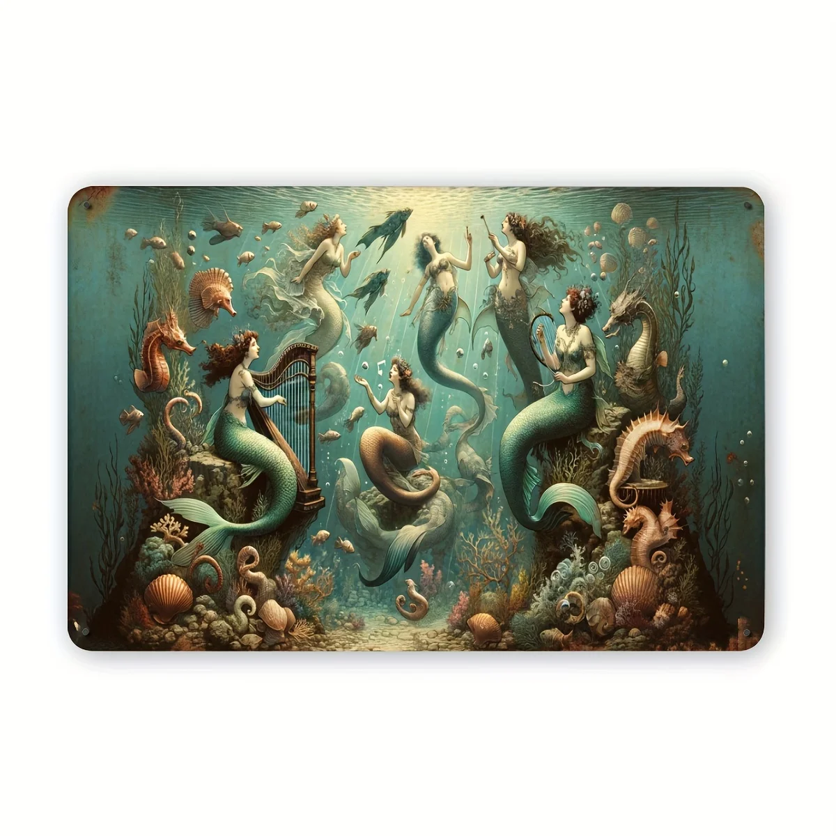 1er-Set Kunstschild aus Aluminium und Metall mit Unterwasser-Revelry-Thema – Geschenk für Meerjungfrauenliebhaber für Zuhause, Küche, Garten, Schlafzimmer, Bar, Ba
