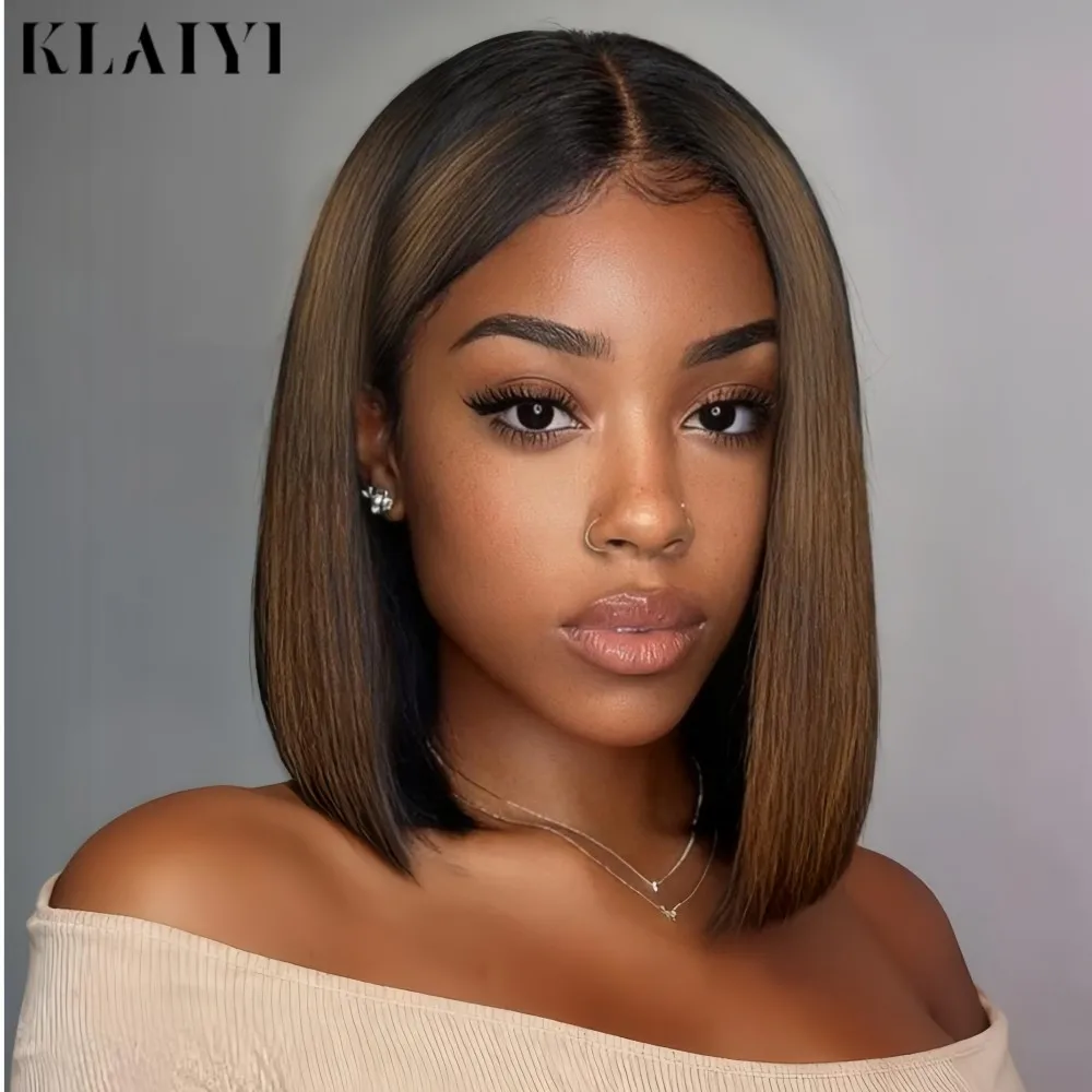 

Klaiyi Bob Ombre Chestnut Brown Short Human Hair Bob Wig 7x5 Bye-Bye Knots And 13x4 Lace Frontal Wig Flash Sale
