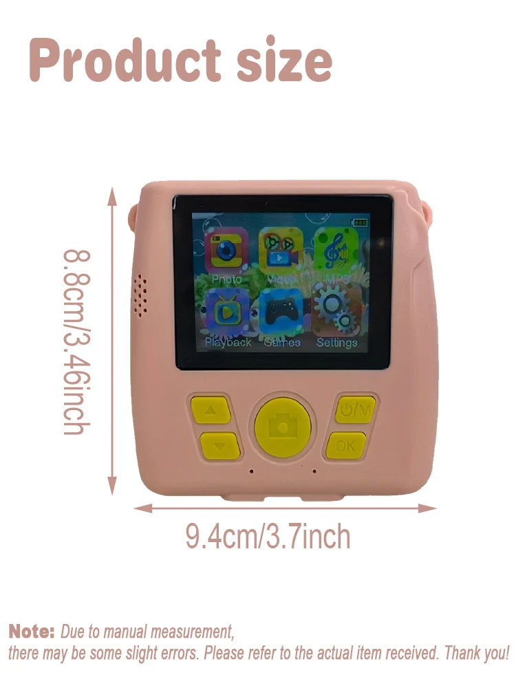 Appareil photo numérique pour enfants 1 pièce, appareil photo à impression instantanée avec papier d'imprimante, appareil photo pour enfants à impression instantanée, appareil photo pour tout-petits avec écran de 2.4 pouces