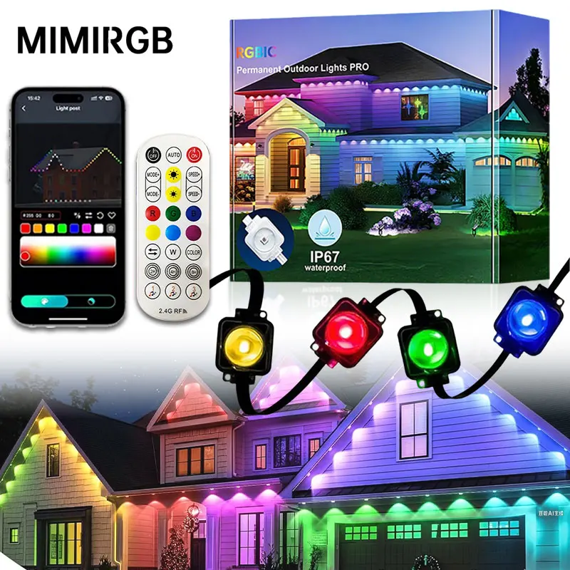 

Smart RGB Outdoor Eaves Light String P67 Permanent Outdoor LED String Lights Home New Year Christmas Birthday DIY Lighting