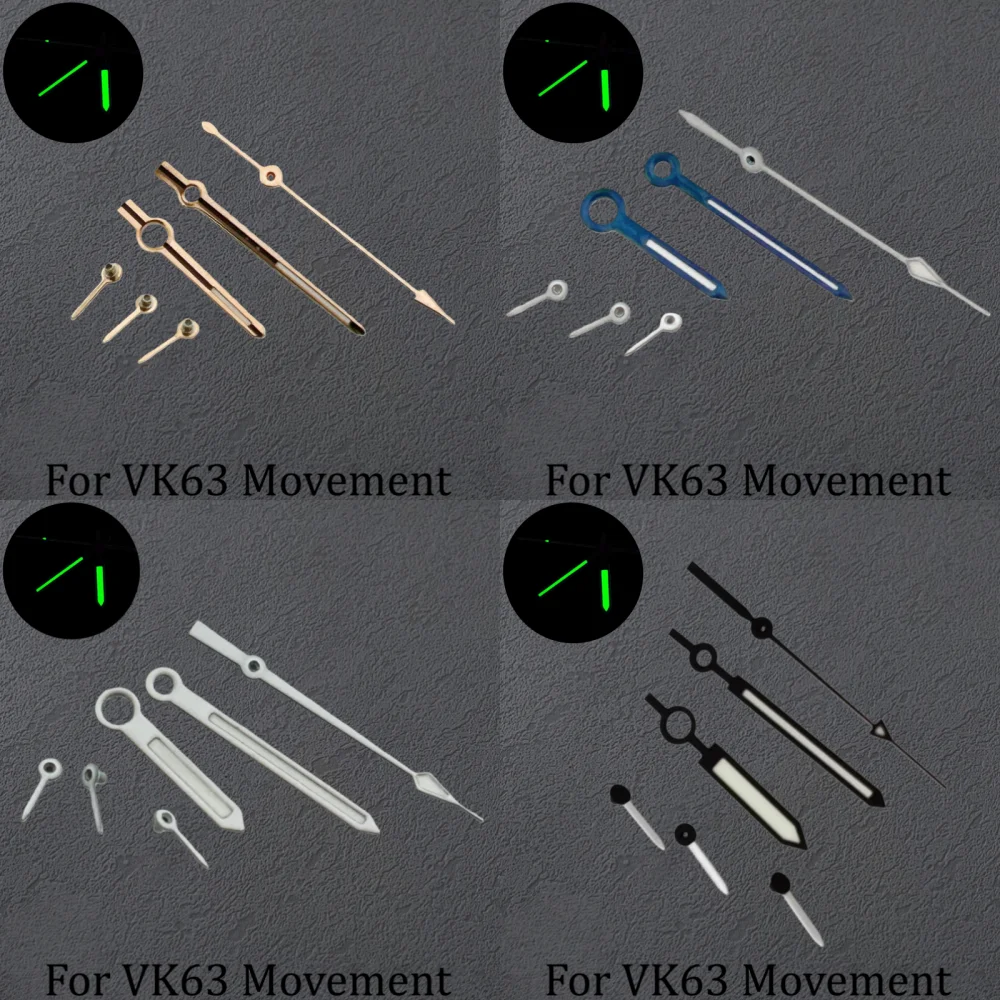 Piezas de modificación luminosas azul verdoso compatibles con el movimiento VK63, puntero cronógrafo multifunción para manecillas de reloj Royal Oak Daytona