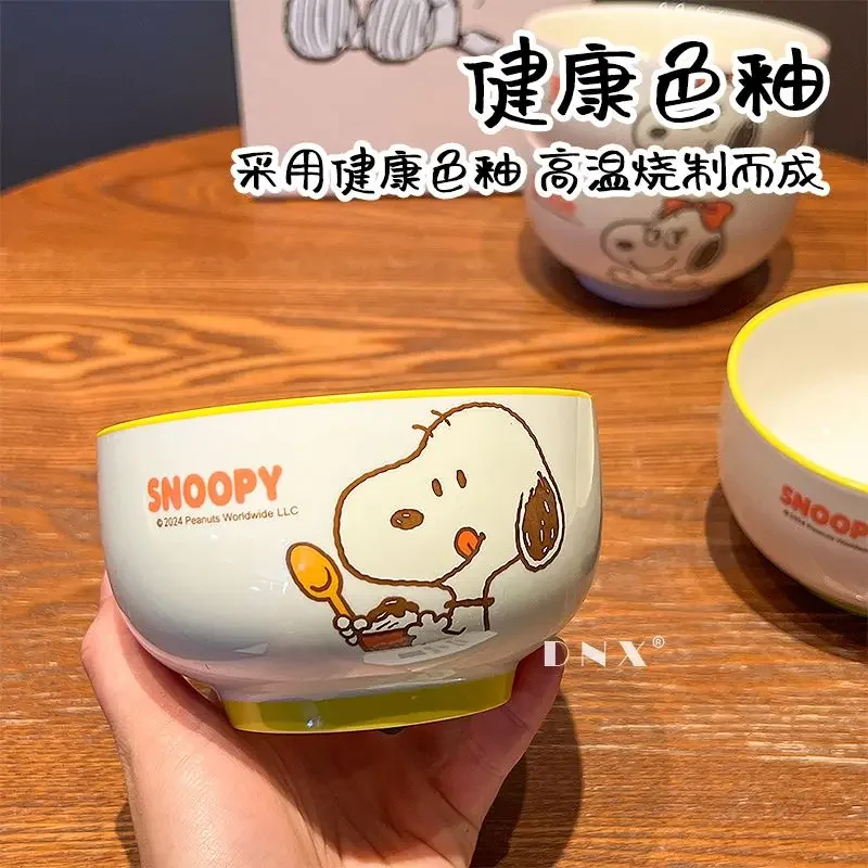 Snoopy anime peripheral cartoon cute household rice bowl ceramic high temperature resistant high-value tableware gift box set