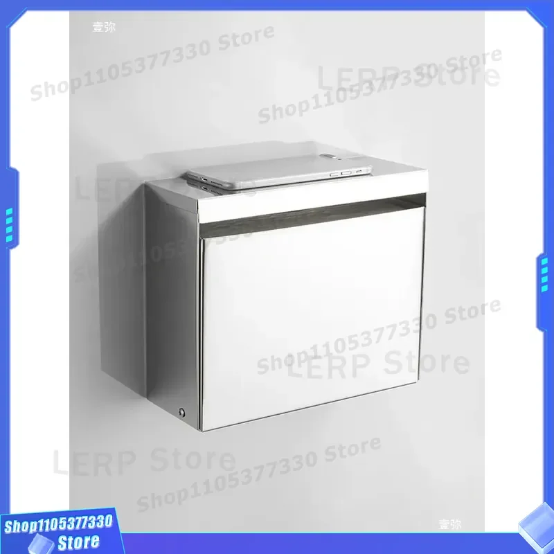 304 Stainless Steel Toilet Paper Holder Wall Mounted No Drilling Bathroom Tissue Box Roll Dispenser for Home Hotel Decor No